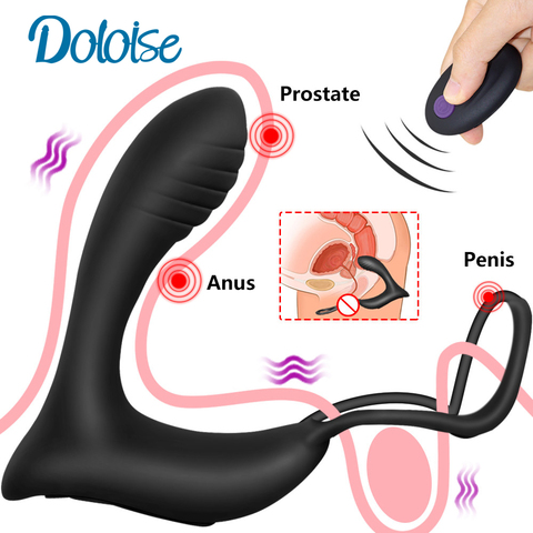 Male Prostate Massage Vibrator Anal Plug Silicone Waterproof Prostate Stimulator Butt Plug Delay Ejaculation Ring Toy For Men ► Photo 1/6