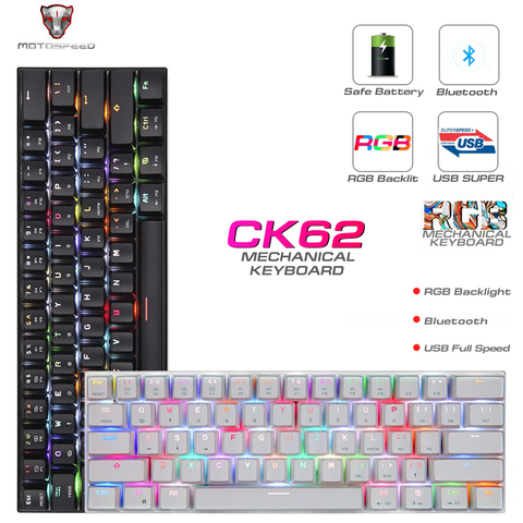 Motospeed Bluetooth Wireless Mechanical Keyboard 61 Key Gaming Keyboards RGB Blue Switch For Computer  Laptop Spanish Russian ► Photo 1/6