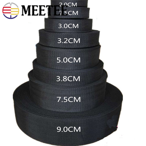 Meetee 10meters 2-10cm Black Polyester Webbing Band Backpack Strap Pet Collar Tape Belt DIY Outdoor Bag Garment Sewing Accessory ► Photo 1/6