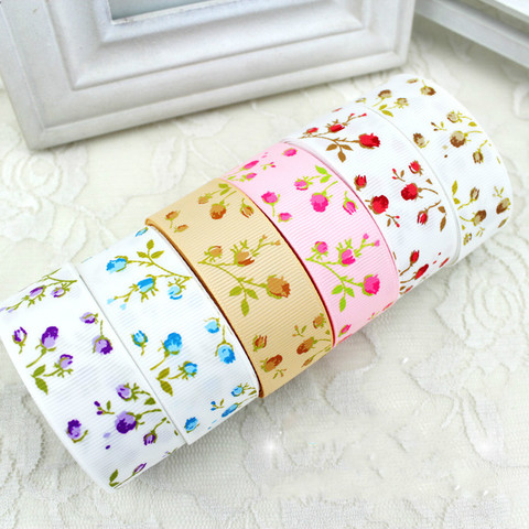 25mm Flower Printed Grosgrain Ribbons 2Meter/Lot DIY Handmade Baby Girl Headband Hairclip Bowtie Accessories Gift Box Decoration ► Photo 1/6