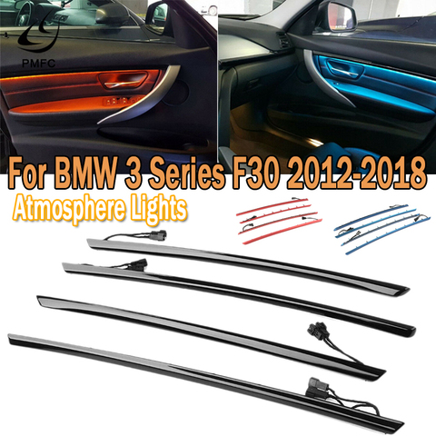 PMFC Decorative Trims Lights Four Interior Doors Panel LED Orange Colors with Blue Atmosphere Lamp For BMW 3 Series F30 2012-18 ► Photo 1/6