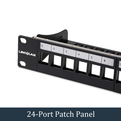 19 inch 24-Port Cat6 Modular Patch Panel Incl. 24pcs RJ45 Tool-less Keystone Jacks ► Photo 1/1