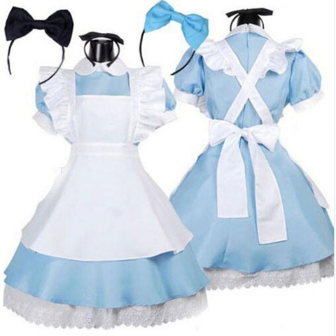 Halloween Women Adult Anime Alice Adventure Blue Party Dress Alice Dream Women Sissy Maid Lolita Cosplay Costume ► Photo 1/6