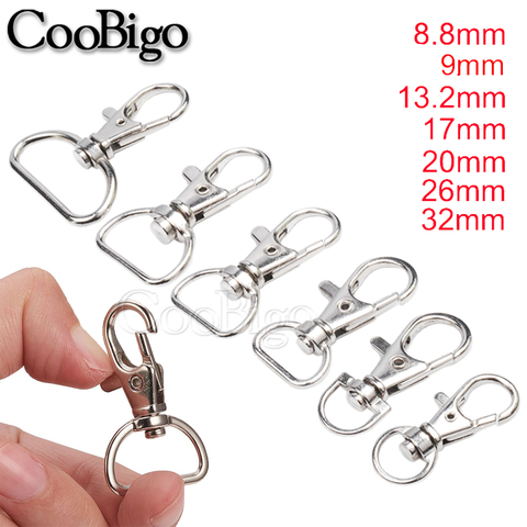 50pcs Matel Snap Hooks Rotary Swivel For Backpack Nickel Plated Lobster Clasps Pick 7 Size 3/8