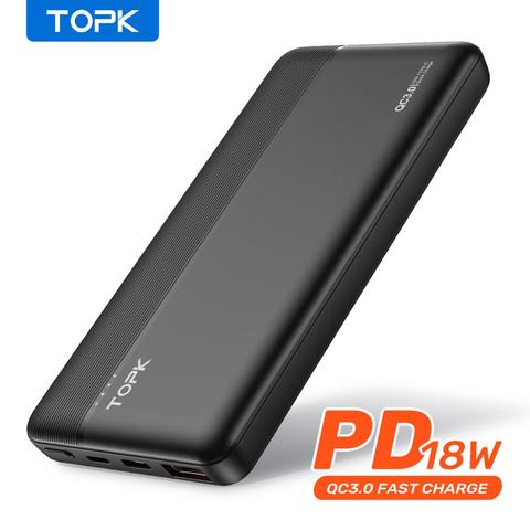 TOPK I1015P Quick Charge 3.0 10000mAh Power Bank USB Type C PD PowerBank Portable External Battery Charger for iPhone Xiaomi ► Photo 1/6