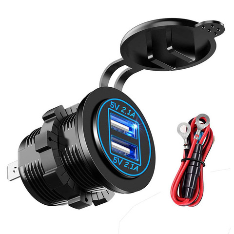 4.2A Dual USB Charger Socket Power Outlet Adapter 5V Waterproof Dual USB Ports Fast Charge for Smartphone Car Boat Marine D5 ► Photo 1/6