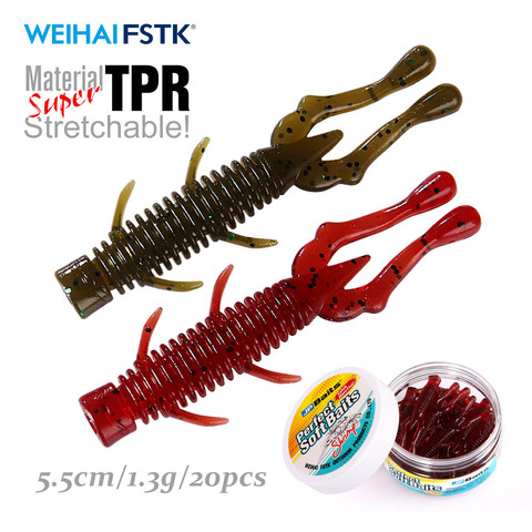 TPR Soft bass Bait 55mm 1.3g 20pcs/jar Soft Shrimp Fishing Lure Pesca Isca Artificial Wobblers Attractive Fish Soft Worm ► Photo 1/6