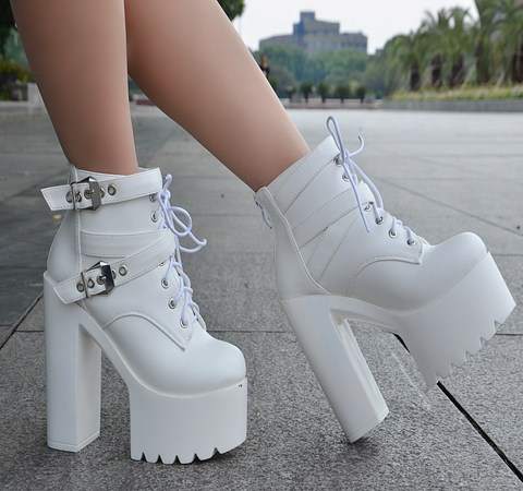 European and American style fashion ankle boots 2022 spring new Korean thick with short boots 14 cm super high heel womens boots ► Photo 1/5