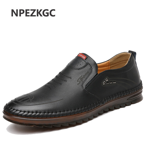 Leather Men Casual Shoes 2022 Breathable Mens Loafers Fashion Slip-On Soft Driving Shoes Zapatillas Hombre ► Photo 1/6