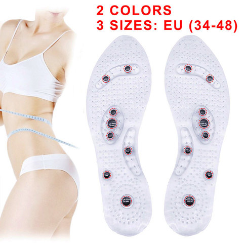 Unisex Magnetic Massage Insoles Foot Acupressure Shoe Pads Therapy Slimming Insoles for Weight Loss Transparent ► Photo 1/6