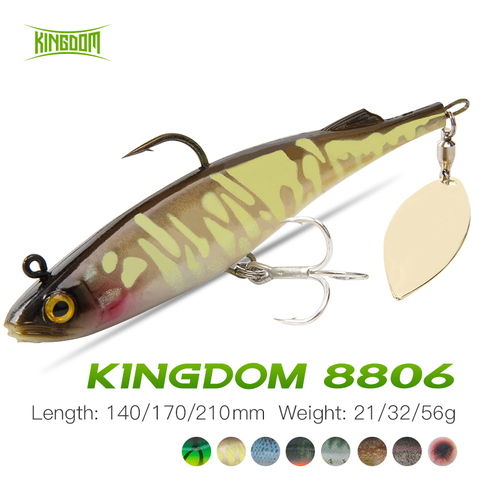 Kingdom Spinter Soft Fishing Lure 140/170/210mm PVC Sinking Swimabait With Spoon On Tail For Trout Pike 3D Printing Spinner Bait ► Photo 1/6