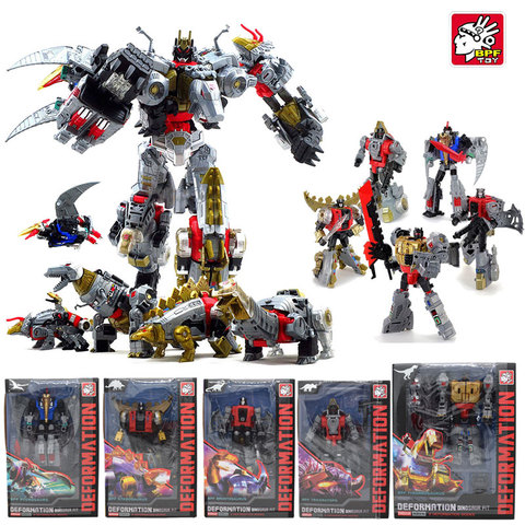 5IN1 BPF ABS Model Transformation G1 Robot Toy Dinoking Volcanicus Grimlock Slag Sludge Snarl Swoop Slash Dinobots Action Figure ► Photo 1/4