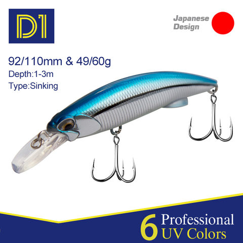D1 Minnow Heavy Sinking Wobblers Crankbait Fishing Lure 92mm 49g 110mm 60g High Quality Laser Artificial Hard Bait Tackle 2022 ► Photo 1/6