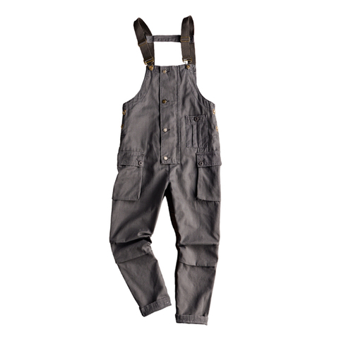 Sokotoo Men's pockets buttons loose bib overalls Hip hop suspenders jumpsuits Coveralls ► Photo 1/6