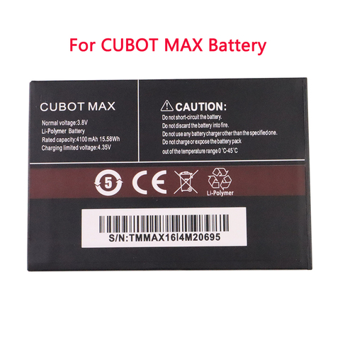 100% New Original Battery for CUBOT MAX 4100mAh Replacement backup battery For CUBOT MAX Cell Phone Batteries ► Photo 1/4