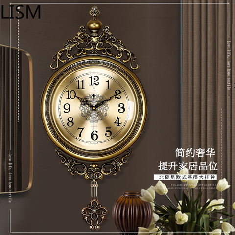 Home Decor Modern Pendulum Wall Clock Vintage Round Wall Clock Quartz Silent Metal Wall Clock Nordic Design Duvar Saati ► Photo 1/5