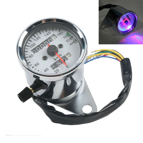 New LED Signal Light Backlight Motorcycle Speedometer Dual Odometer Gauge For Harley Honda Yamaha Cafe Racer Universal ► Photo 1/6