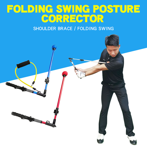 Folding Golf Swing Trainer Stick Posture Corrector Practice Swing Training Aids Upgrade with Rubber Rope Strength Exercises ► Photo 1/6