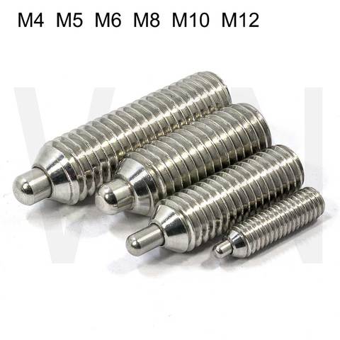 Spring plungers with round-ended pin and hex.socket,screw with spring pin,M4 M5 M6 M8 M10 M12 ,304 Stainless Steel ► Photo 1/6