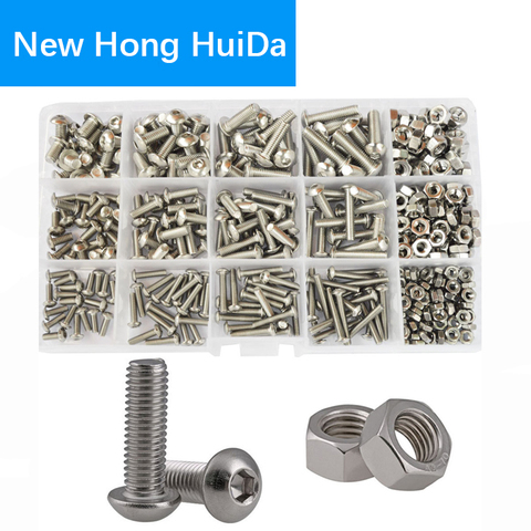 M2 M3 M4 M5 M6 Hex Button Socket Head Cap Screw Nut Hexagon Metric Thread Machine Bolt Assortment Kit Set 304 Stainless Steel ► Photo 1/6