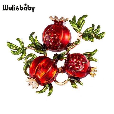 Wuli&baby Red Enamel Pomegranate Brooches For Women Alloy Fruits Casual Weddings Brooch Pins Gifts ► Photo 1/4