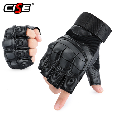 Touch Screen PU Leather Motorcycle Half Finger Glove Motorbike Motocross Moto Hard  Fingerless Riding Biker Protective Gear ► Photo 1/6