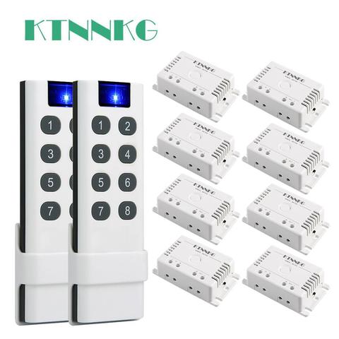 KTNNKG AC 220V 110V Smart home light control kit, with 433Mhz wall mounted remote control, 2/4/6/8/10 channel relay receiver ► Photo 1/6