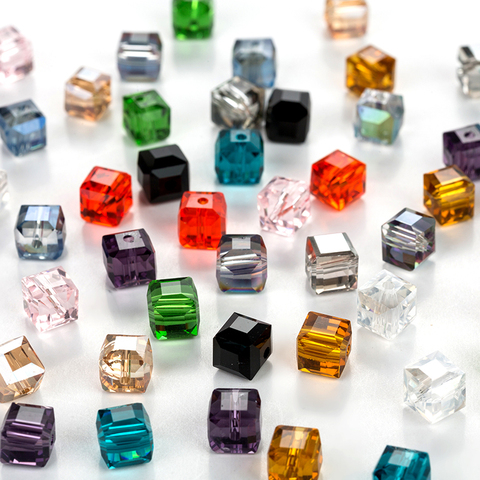 7.5mm square beads Crystal Glass Beads Accessories For Jewelry Making, Square Shape Crystal Cube Glass Beads. 30 pcs/lot ► Photo 1/5