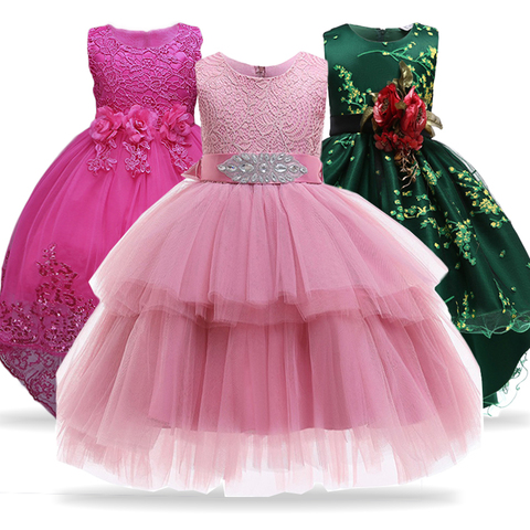 New Summer Kids Dresses For Girls Christmas Costume Children Evening Party Princess Dresses Flower Girls Wedding Dress 8 12 Year ► Photo 1/6