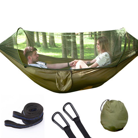 hammock with Anti-mosquito Outdoor double nylon parachute cloth camping mosquito net Quick open hammock control hammock camp ► Photo 1/6