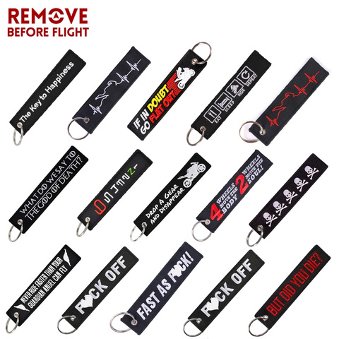 REMOVE BEFORE FLIGHT Keychain for Motorcycle Bijoux Key Chain for Men Gifts and Cars Key Tag New Embroidery Key Fashion Trinket ► Photo 1/6
