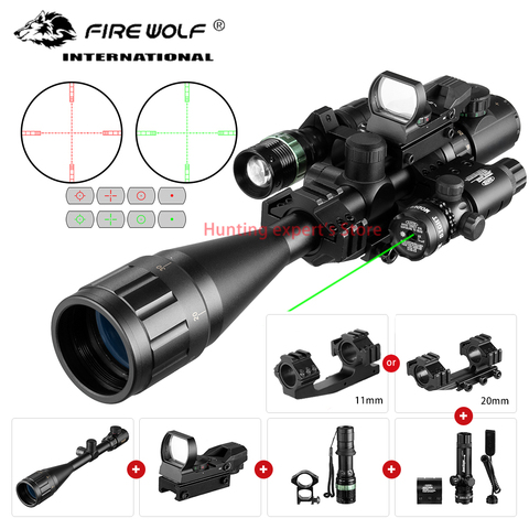 Hunting 6-24x50 AOEG Optical sight red dot holographic red and green laser tactical combination rifle scope Crossbow for hunting ► Photo 1/6