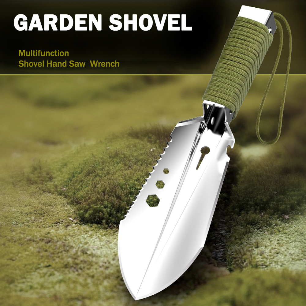 Camping Shovel Garden Trowel Steel Metal Detector Hex Wrench Tools W/ Sheath 