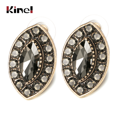 Kinel 2022 New Boho Gray Crystal Flower Big Stud Earrings For Women Antique Gold Vintage Wedding Fashion Turkish Jewelry ► Photo 1/6