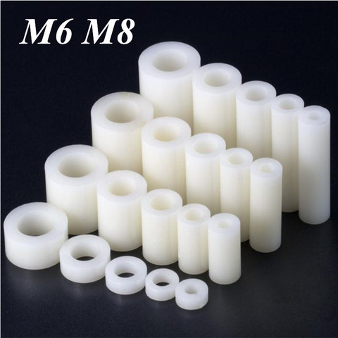 60pcs M6 M8 ABS Rround spacer Non-Threaded Hollow ouble-pass standoff Flat Head Nylon Plastic Washer for PCB Spacing Fixed ► Photo 1/6