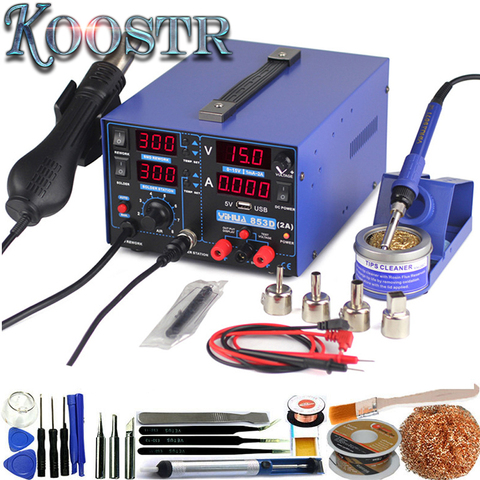 YIHUA 853D 2A 3 in 1 Digital Welding Machines Hot Air Gun Solder Iron Repair Soldering Station BGA Rework Heat Gun Desoldering ► Photo 1/6