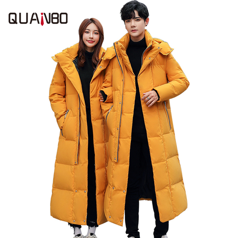 2022 New Men Wommen Lovers Winter Down Jacket High Quality Long Thick Warm Coat Fashion Trens Red Yellow Black Youth Parkas 4XL ► Photo 1/6