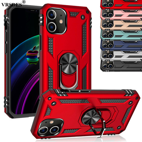 Luxury Armor Shockproof Case For iPhone 12 5.4 12Pro 12Max 6.1 SE 2 2022 XR XS Max X 11 12 Pro Max 6.7 Ring Holder Magnet Cover ► Photo 1/6