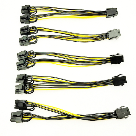 5PCS PCI-E 6-pin to Dual 6+2-pin (6-pin/8-pin) Power Splitter Cable Graphics Card PCIE PCI Express 6Pin to Dual 8Pin Power Cable ► Photo 1/6