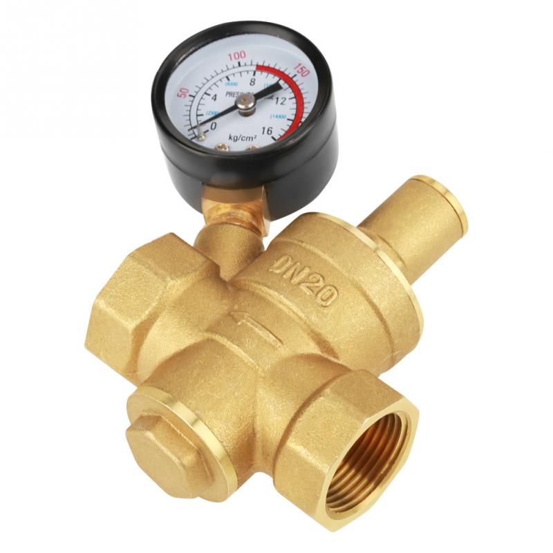 Pressure Reducer DN25 Brass Adjustable Water Pressure Reducing Regulator Reducer+Gauge Meter 