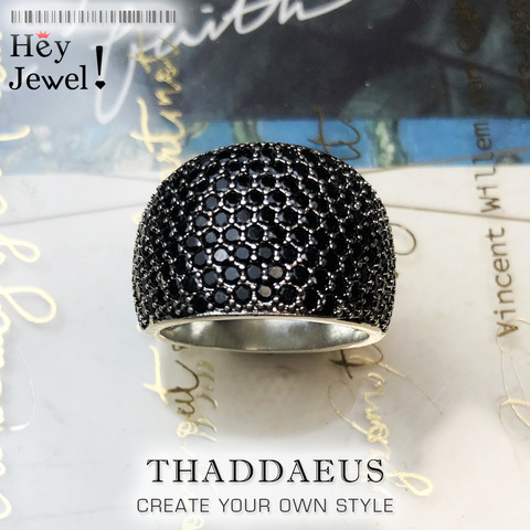 Black Pave Cocktail Ring,Europe Style Fashion Good Jewerly For Women Men,2022 Spring  Gift In 925 Sterling Silver,Super Deals ► Photo 1/6