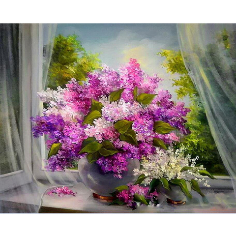 GATYZTORY 60X75cm Oil Painting By Numbers Flower and women DIY Paint by numbers On Canvas Home Decor Frameless Digital Painting ► Photo 1/6