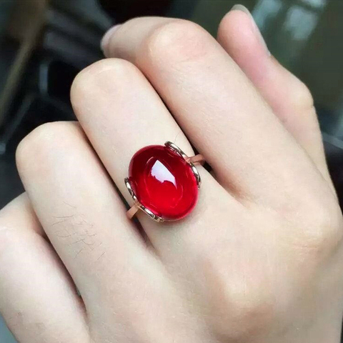 Luxury Female Big Red/Green CZ Stone Ring Simple Design Style of Luxury Atmosphere Valentine Weird Gifts For Ladies ► Photo 1/6