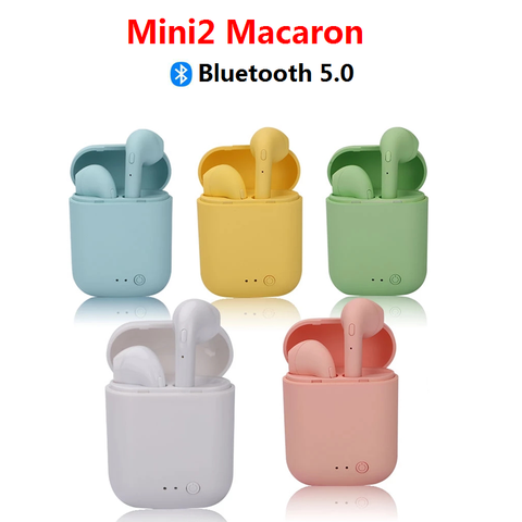 TWS Wireless  Bluetooth Earphones Mini-2 Bluetooth 5.0 Headphones Matte Macaron Headset with Mic Charging Box Sports Earbuds ► Photo 1/6