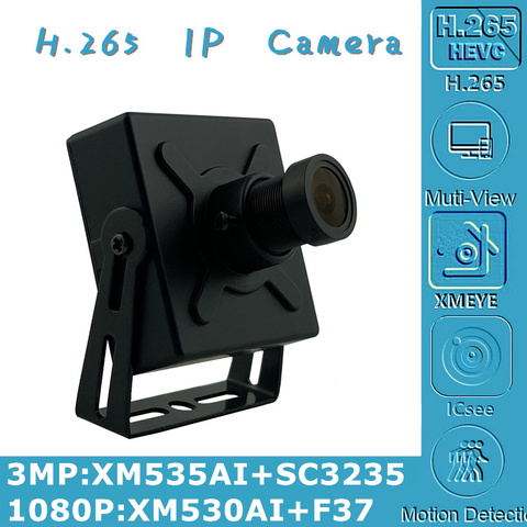 3MP 2MP H.265 IP Metal Mini Box Camera 2304*1296 XM535AI+SC3235 1080P XM530+F37 M12 Lens Onvif CMS XMEYE P2P RTSP All Color ► Photo 1/6