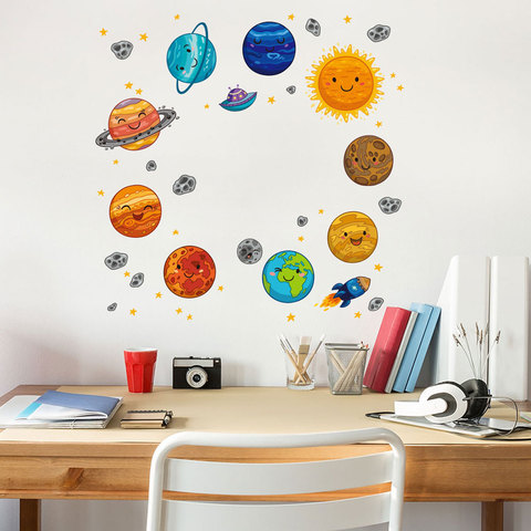 Cartoon universe planet Wall Sticker kids rooms study rooms bedroom decorations wallpaper Mural home Art Decals nursery stickers ► Photo 1/6