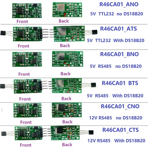 5x R46CA01 Modbus Temperature Acquisition Sensor DS18B20 RS485 Serial Protocol Board 3.7V 5V 6V 9V 12V 24V Modbus ► Photo 1/6