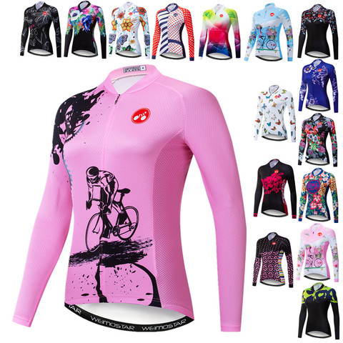 Weimostar Autumn Women's Cycling Jersey Long Sleeve Cycle Wear Quick Dry Bicycle Clothing Spring MTB Bike Jersey Cycling Jacket ► Photo 1/6