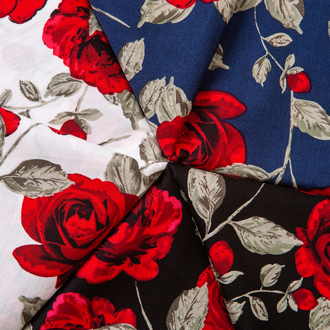 2022 NEW Cotton fabric high-grade fresh Red rose printing Twill thin Cloth DIY doll cloth Make Bedding Quilt Decoration handmade ► Photo 1/5