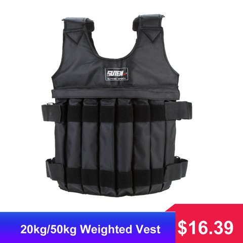 SUTEN 20kg/50kg Loading Weighted Vest For Boxing Training Workout Fitness Equipment Adjustable Waistcoat Jacket Sand Clothing ► Photo 1/6